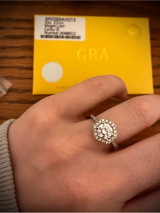 Jewelry - Moissanite Halo Engagement Ring in White